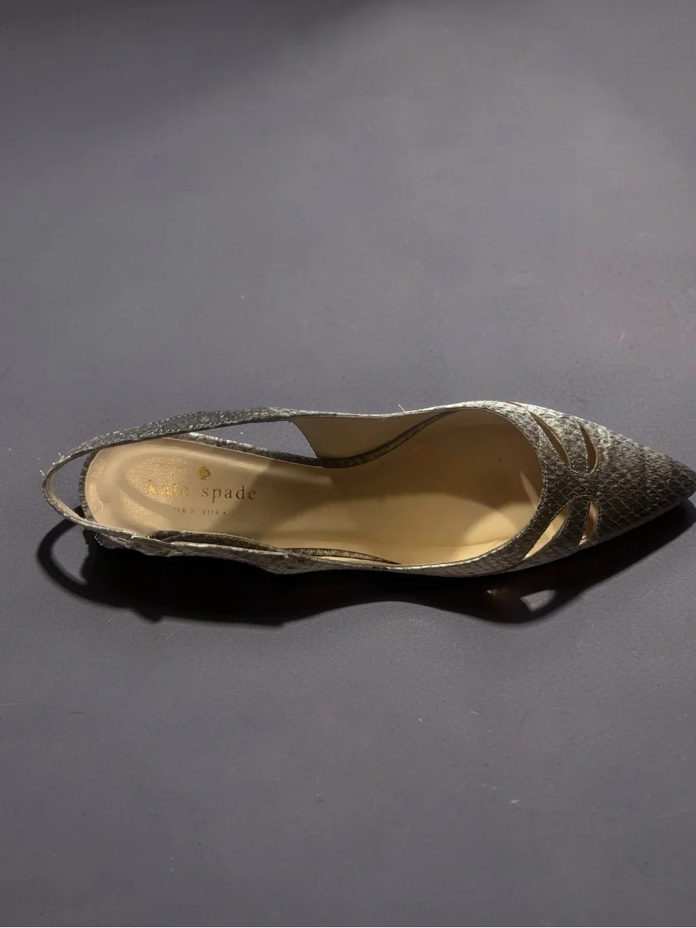 kate spade Gray Textured Slingback Pointed Toe Heels